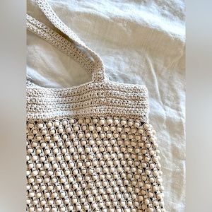 J Crew crochet beaded cream tote. artisan crafted, light use.